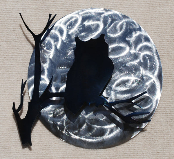 Owl and Moon Metal Wall Art