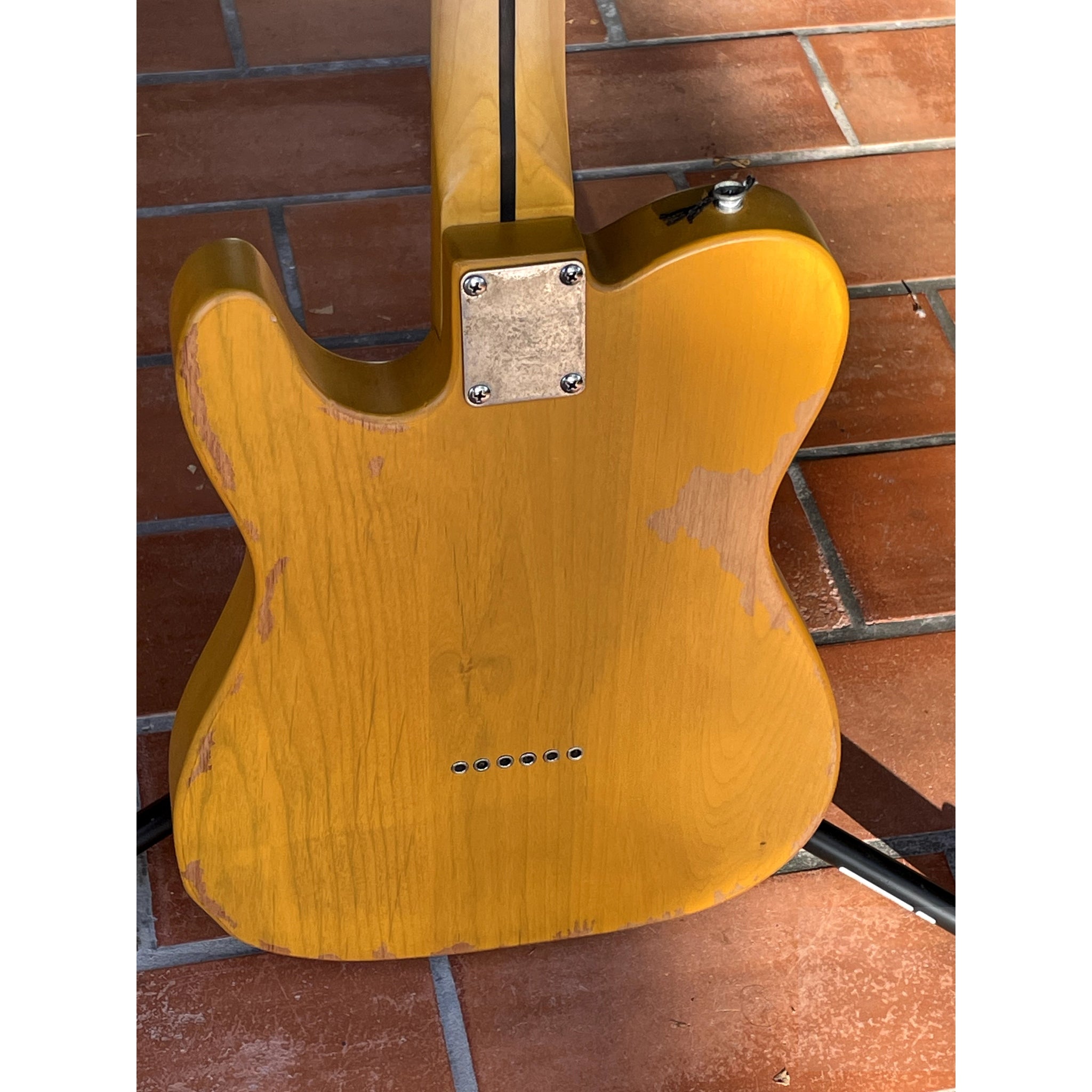 Joe Strummer Tribute Vintage V52 Icon Electric Guitar in Distressed Butterscotch - El Cajon Guitars and Music