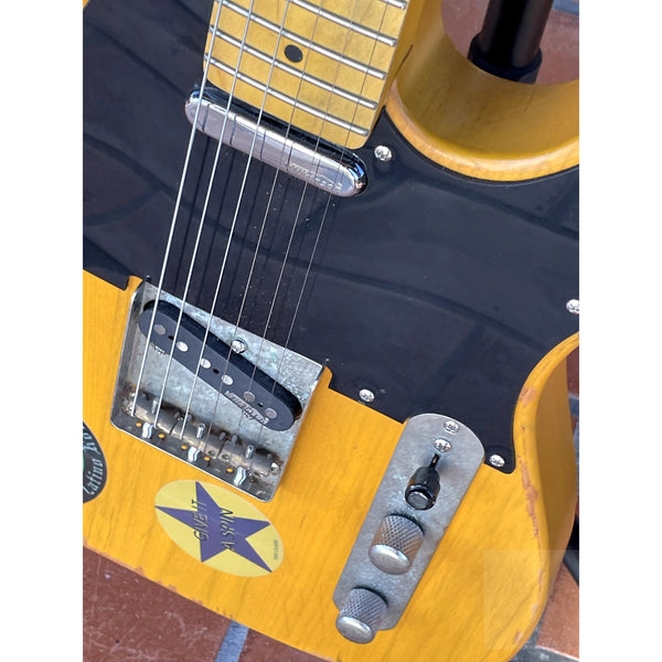 Joe Strummer Tribute Vintage V52 Icon Electric Guitar in Distressed Butterscotch - El Cajon Guitars and Music