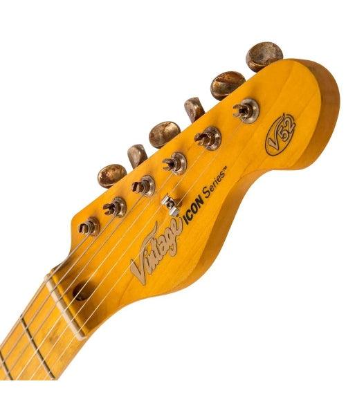 Joe Strummer Tribute Vintage V52 Icon Electric Guitar in Distressed Butterscotch - El Cajon Guitars and Music