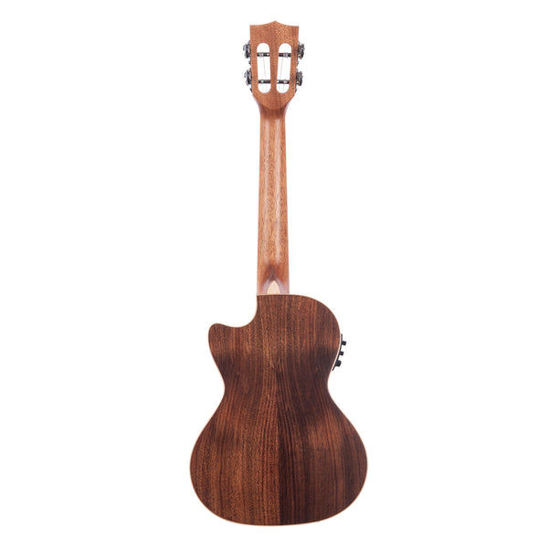 Kala KA-SA-TE-C all-solid acacia tenor ukulele, full back view with figured grain