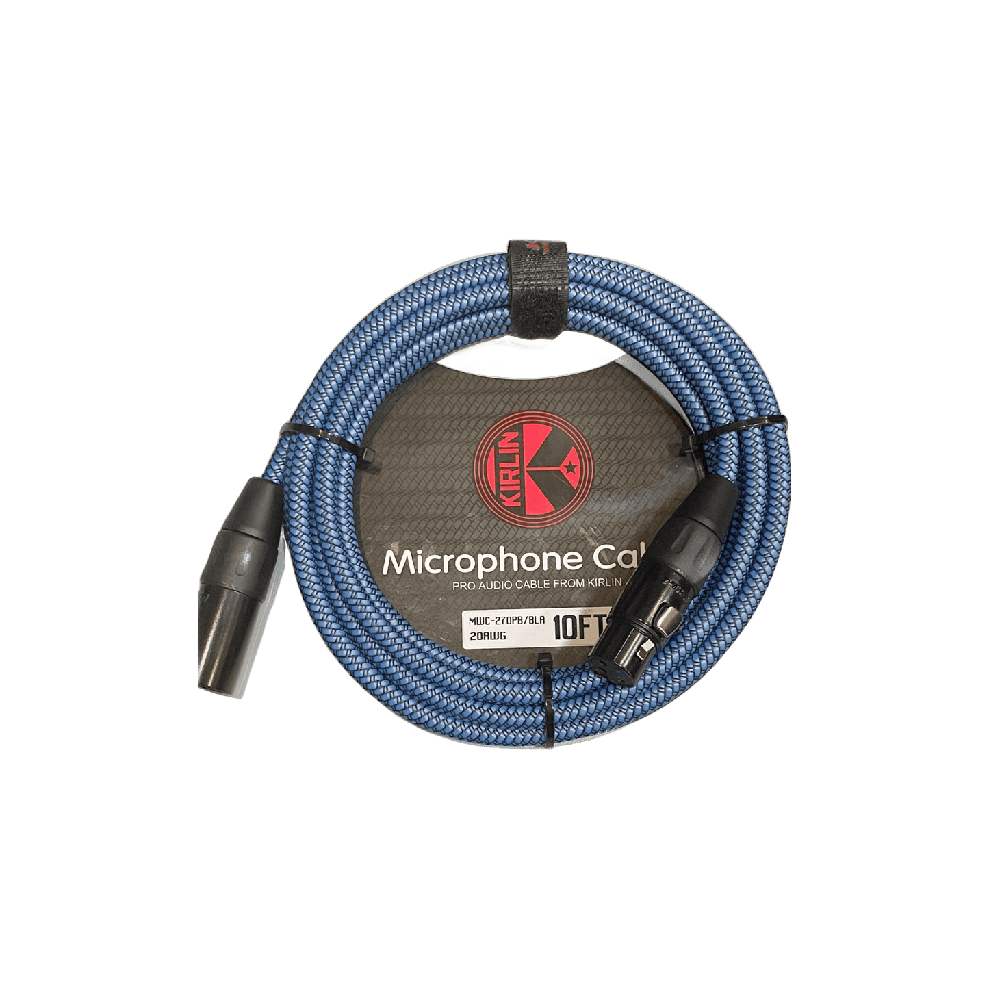 Kirlin Microphone Cable 10 Foot Blue Braided MWC - 270PB - 10/BLA - El Cajon Guitars and Music