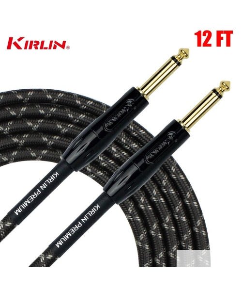 Kirlin Premium Plus Instrument Cable with Charcoal Gray and White Woven Jacket 12 ft - El Cajon Guitars and Music