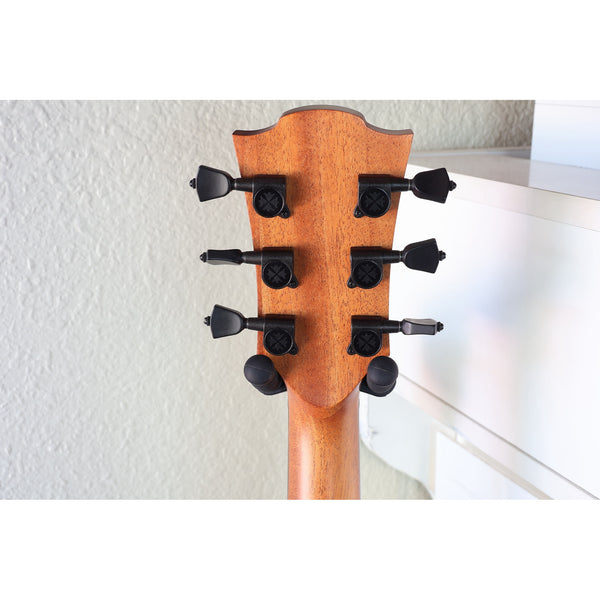 Lâg HyVibe 50 Auditorium Bevel Cutaway Smart Guitar – HV50ACE-2512LT22580 - back headstock with tuners.