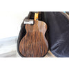Lâg HyVibe 50 Auditorium Bevel Cutaway Smart Guitar – HV50ACE-2604LT07464 back in case with Lâg HyVibe 50 warranty card, serial number, upc showing.