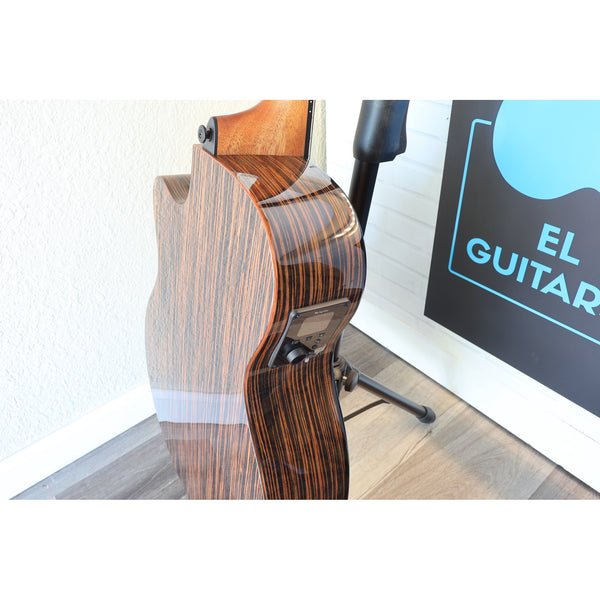Lâg HyVibe 50 Auditorium Bevel Cutaway Smart Guitar – HV50ACE-2604LT07464 side and back on Hyvibe 2 Electronics controls showing.