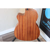 Back of the acoustic guitar showing the wood grain on this Lâg HyVibe 10 HV10ACE Serial 2604LT07360.