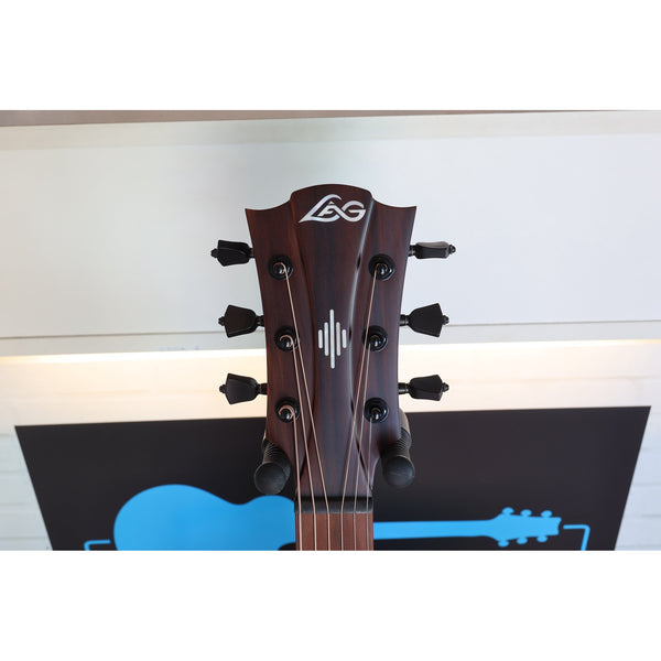 Front headstock with tuners on this Lâg HyVibe 10 HV10ACE Serial 2604LT07360.