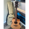 Case and guitar in stand, this Lâg HyVibe 10 HV10ACE guitar with Serial Number 2604LT07360.