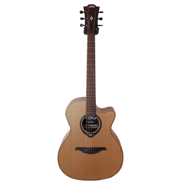Lâg HyVibe 10 HV10ACE Auditorium Cutaway Smart Guitar – Serial 2604LT07360 - Full guitar with background removed.