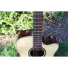 Lâg T218ACE Tramontane 218 Auditorium Acoustic-Electric Guitar – Natural Gloss - Serial Number 2511LT19929 - natural light at ECGMusic.com upper front body.