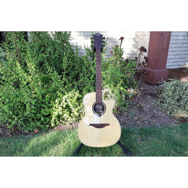 Lâg T218ACE Tramontane 218 Auditorium Acoustic-Electric Guitar – Natural Gloss - Serial Number 2511LT19929 - natural light at ECGMusic.com