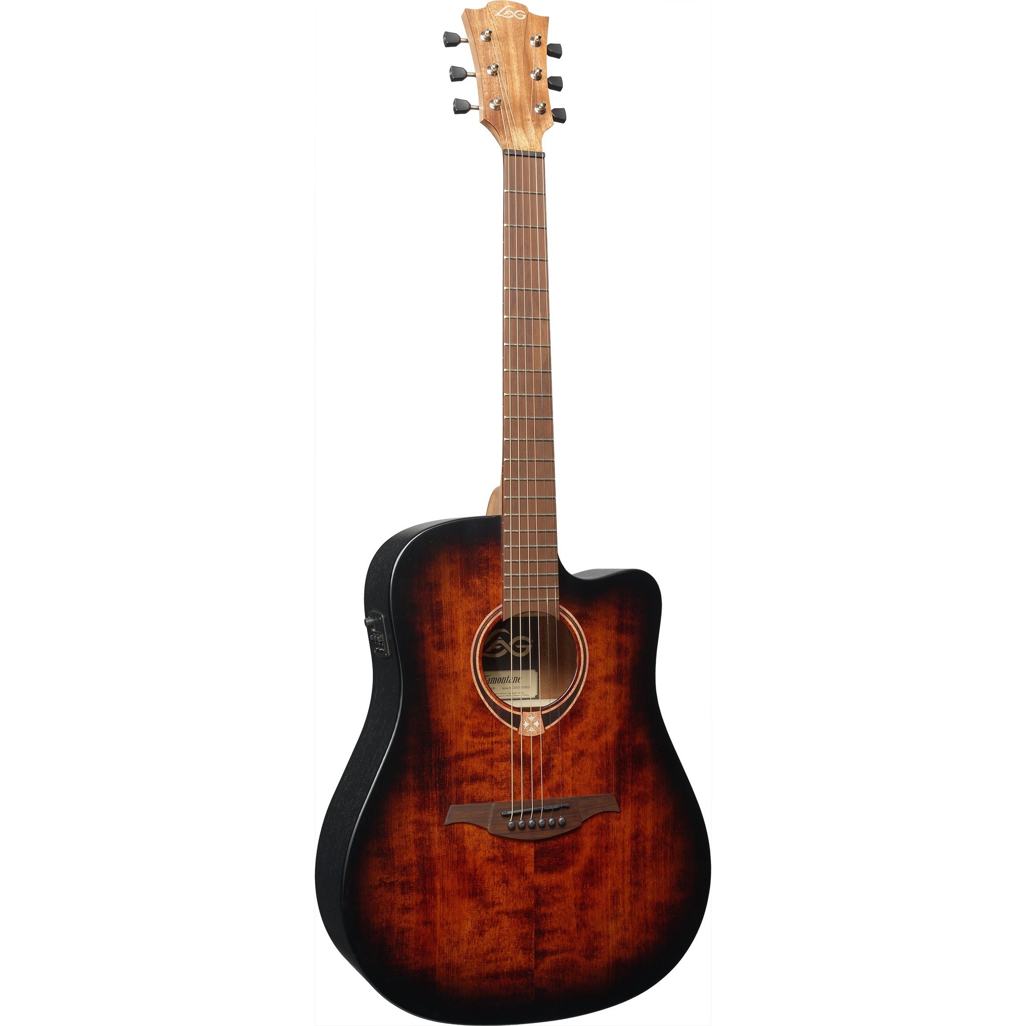 Lâg Tramontane 70 T70DCE-B&B Dreadnought Acoustic-Electric Guitar – Black & Brown