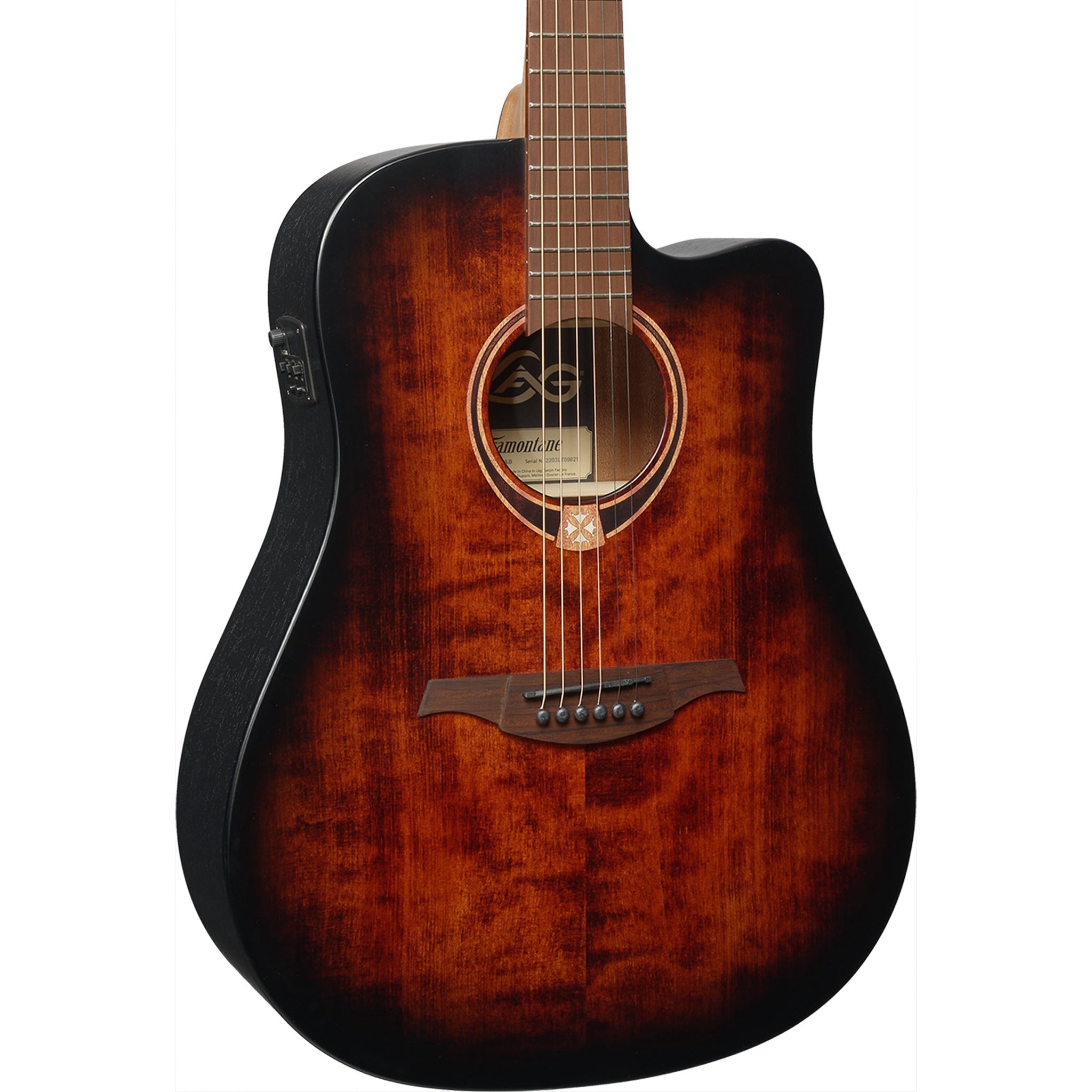 Lâg Tramontane 70 T70DCE-B&B Dreadnought Acoustic-Electric Guitar – Black & Brown