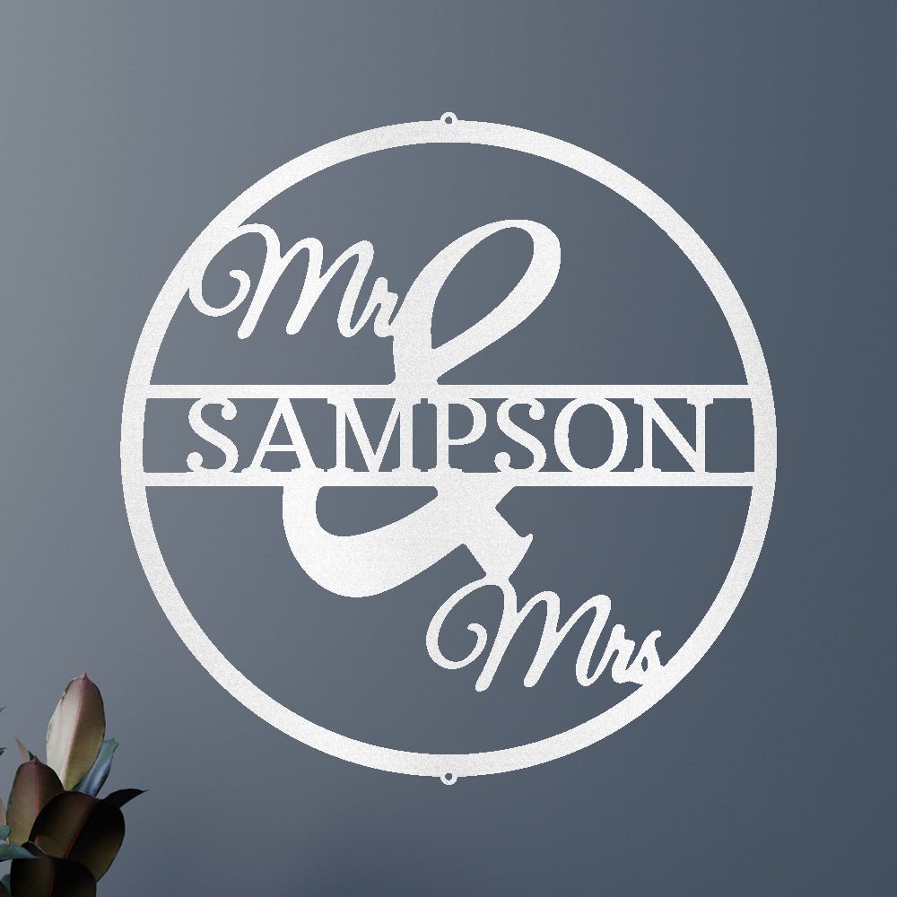 Mr and Mrs Circle Personalized Gifts - Custom Metal Sign