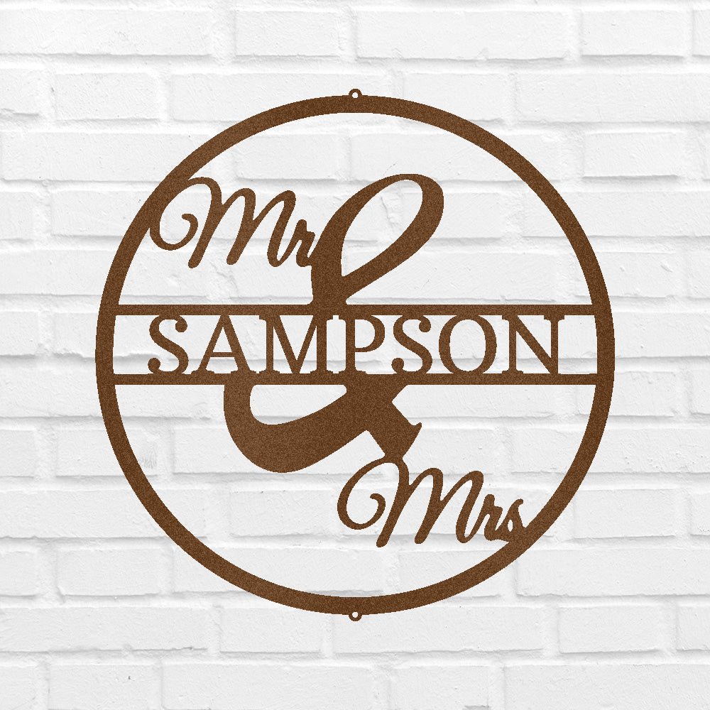 Mr and Mrs Circle Personalized Gifts - Custom Metal Sign