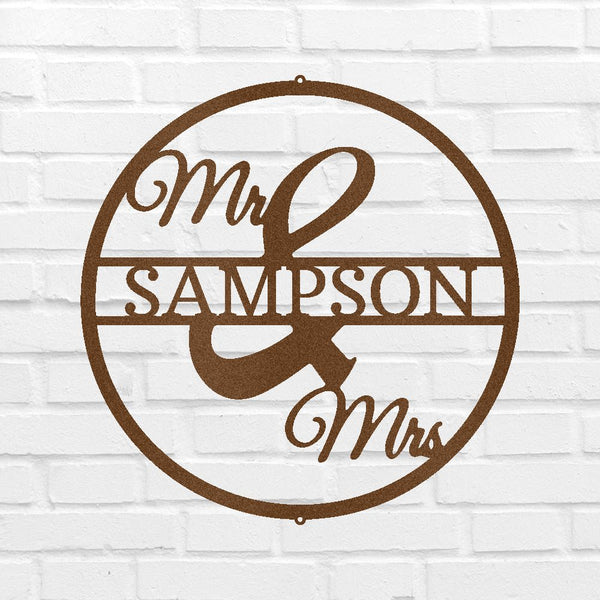 Mr and Mrs Circle Personalized Gifts - Custom Metal Sign