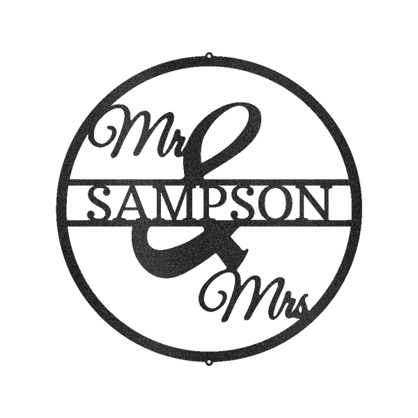 Mr and Mrs Circle Personalized Gifts - Custom Metal Sign