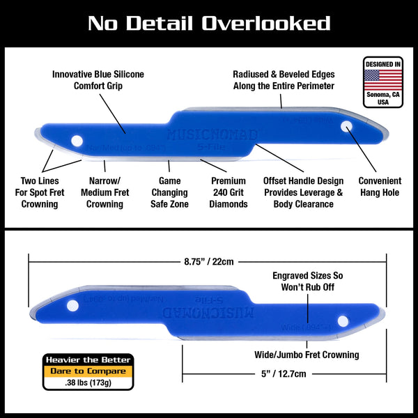 MusicNomad Diamond Coated, Safe Zone Guitar Fret Crowning File (S - File) (MN850) - El Cajon Guitars and Music