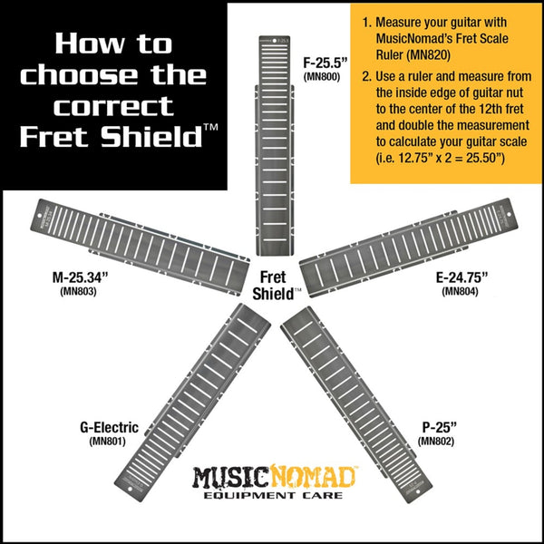 MusicNomad Fret Shield™ - Total Fretboard Protector Guard Tool for Fret Polishing on 24.75" Guitar Fret Scales - not recommended for Gibson (MN804) - El Cajon Guitars and Music