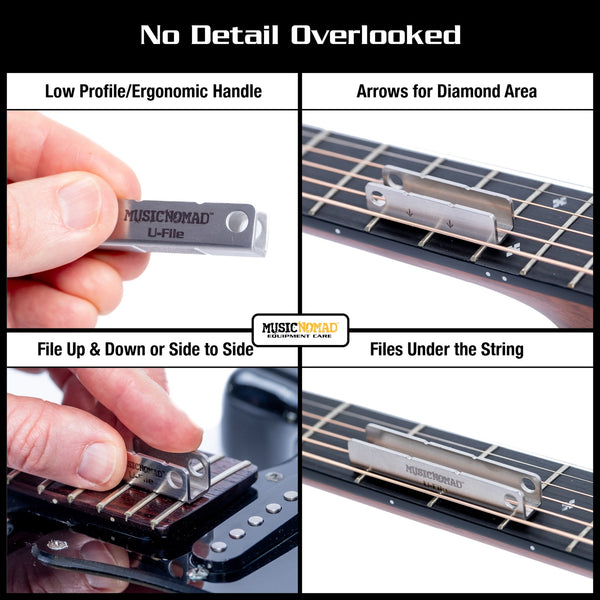 MusicNomad (NEW) Fret Leveler - Diamond U - File for Leveling Single Guitar Frets - 3 Pack (1.25”, 2”, 3”) - El Cajon Guitars and Music