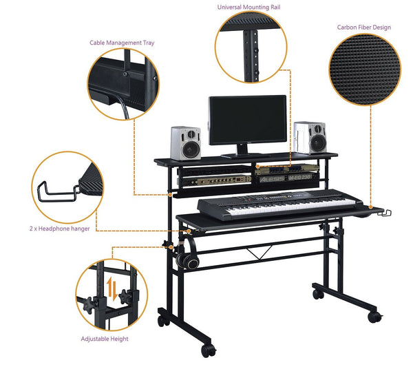 Musiea BE100 Series Sit-Stand Music Recording Studio Desk Workstation w/2x3U Rack