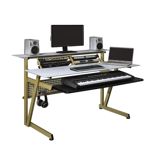 Musiea IM200 Series Tempered Glass Music Recording Studio Desk w/2 x 4U Rack