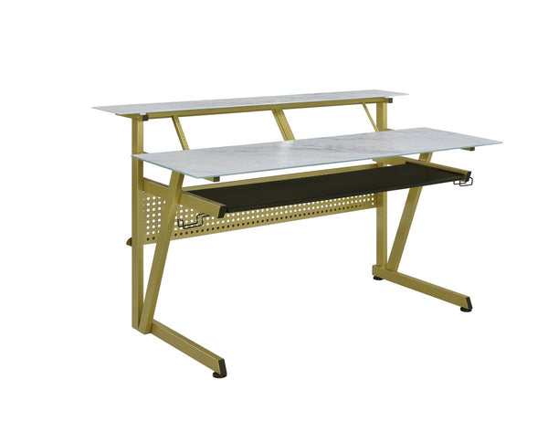 Musiea IM200 Series Tempered Glass Music Recording Studio Desk w/2 x 4U Rack