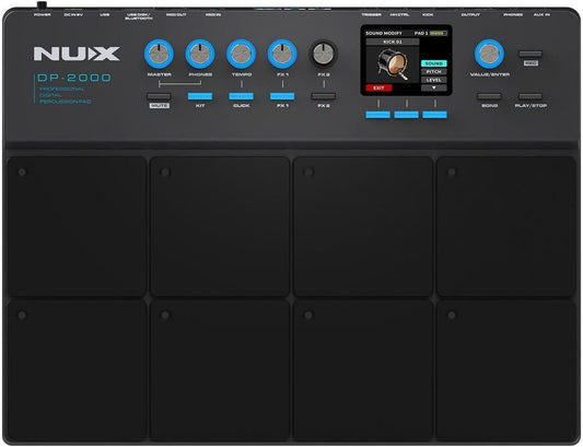 NUX DP - 2000 8 - Velocity Sensitive Independent Strike Percussion Pad with LED Lights, UI Interactive Interface, Six On - Board Effects - El Cajon Guitars and Music