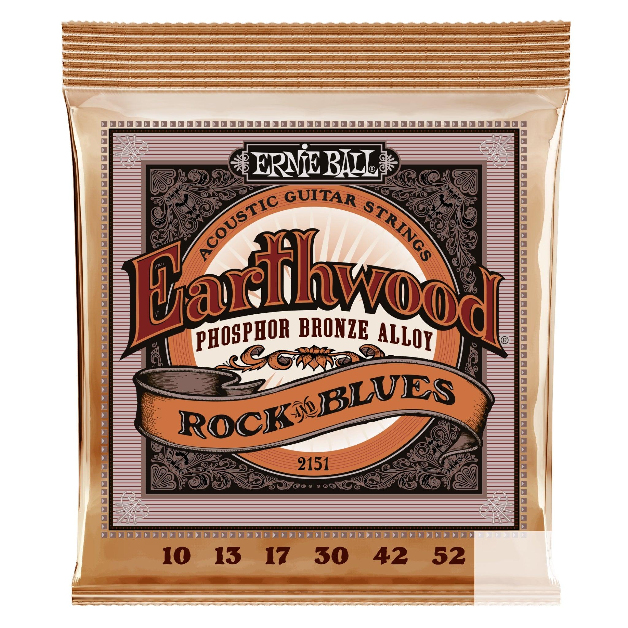 ROCK AND BLUES W/PLAIN G EARTHWOOD PHOSPHOR BRONZE ACOUSTIC GUITAR STRINGS 10 - 52 GAUGE P02151 - El Cajon Guitars and Music