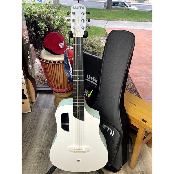 Tagima Lumi - X White Sparkle Smart Guitar - Built In effects, tuner, looper, drum machine, and practice modes - El Cajon Guitars and Music
