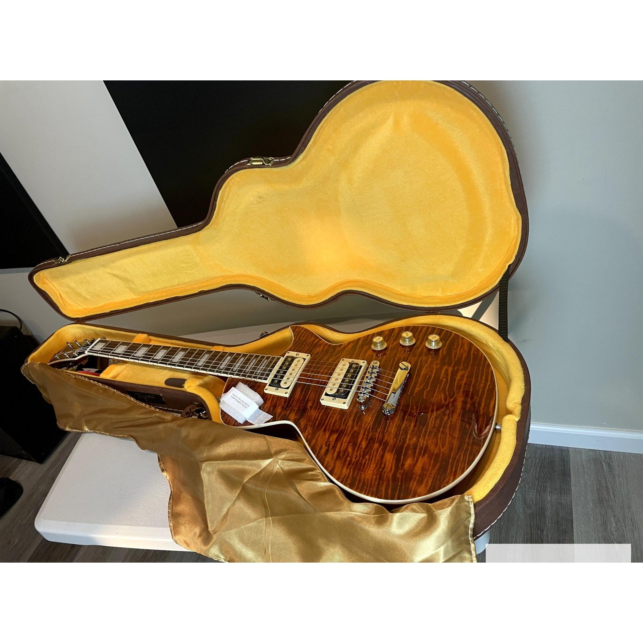 Tagima Mirach Flamed Transparent Amber with Real Rosewood Fretboard Hardshell Case Included - El Cajon Guitars and Music