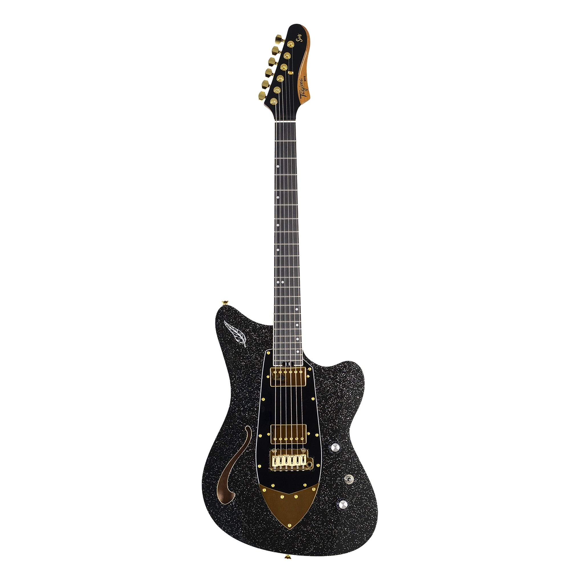 Tagima Rocker SV-2 Sus Vazquez signature electric guitar in black glitter, front view