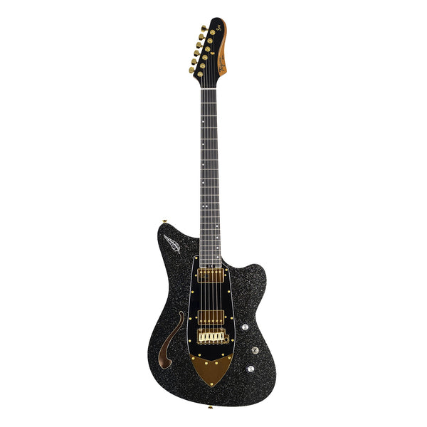 Tagima Rocker SV-2 Sus Vazquez signature electric guitar in black glitter, front view