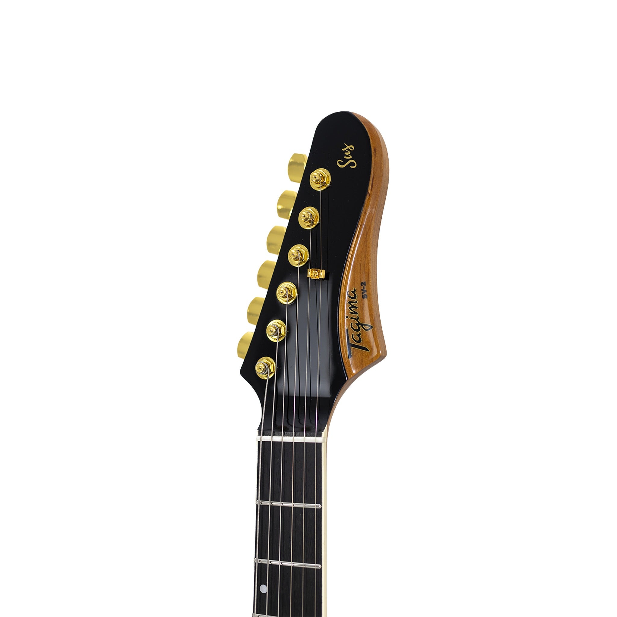 Tagima Rocker SV-2 headstock with Sus signature and locking tuners