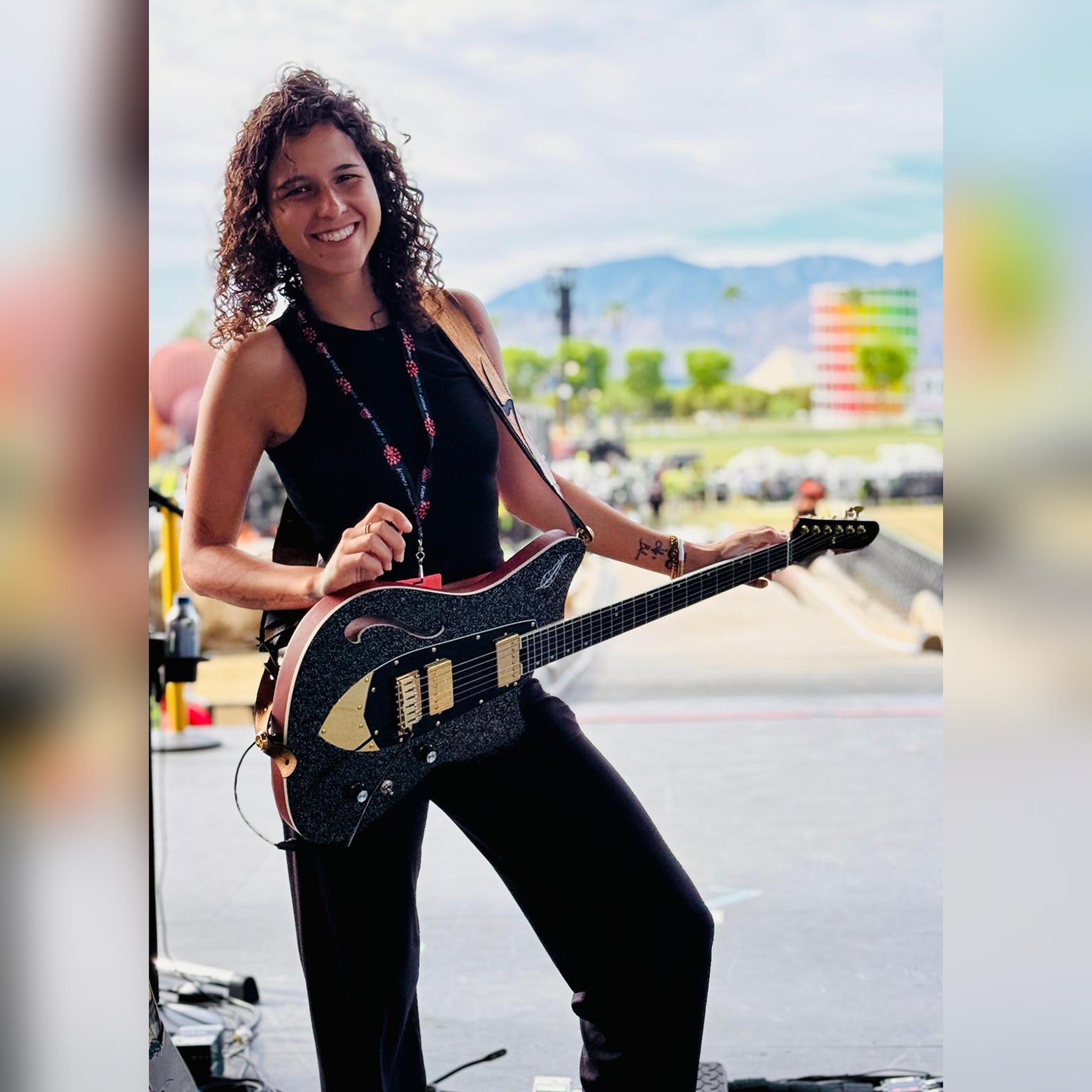 Sus Vazquez playing her Tagima Rocker SV-2 signature guitar