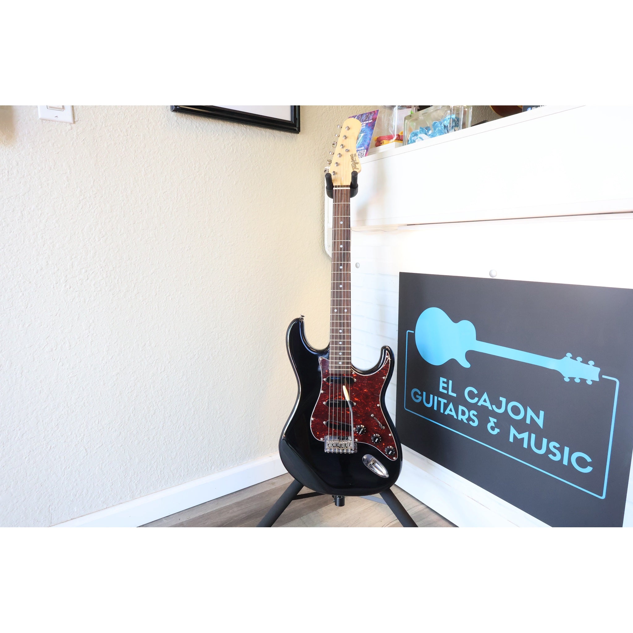 Black Tagima T-635 Classic Electric Guitar with Lace Sensor Red/Silver/Blue Pickups at ECGMusic.com