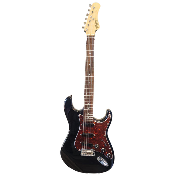 Full guitar front view of Tagima T-635 Classic Black Electric Guitar with Lace Sensor Red/Silver/Blue Pickups