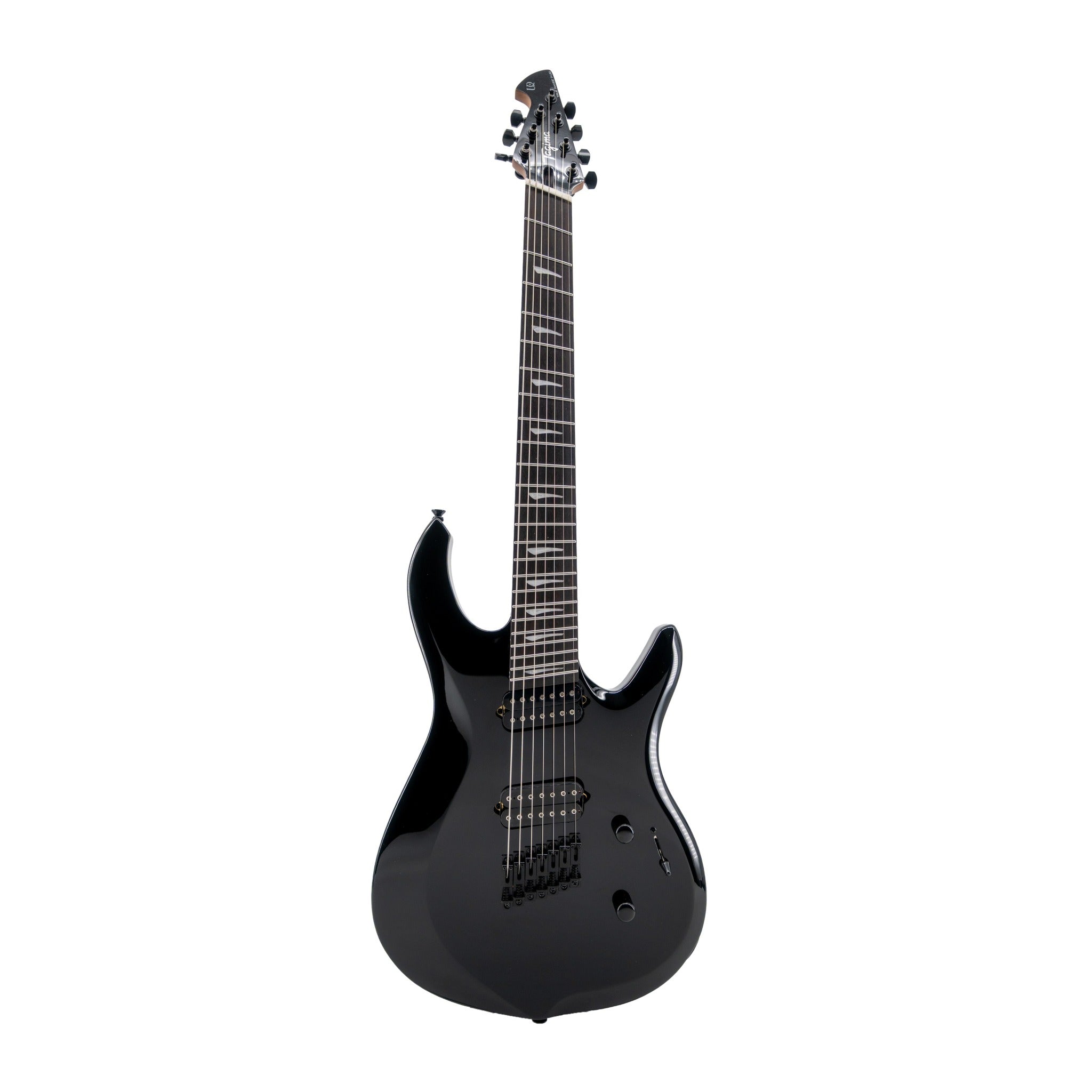Tagima True Range 7 UQ 7-string multiscale electric guitar in black, full front view