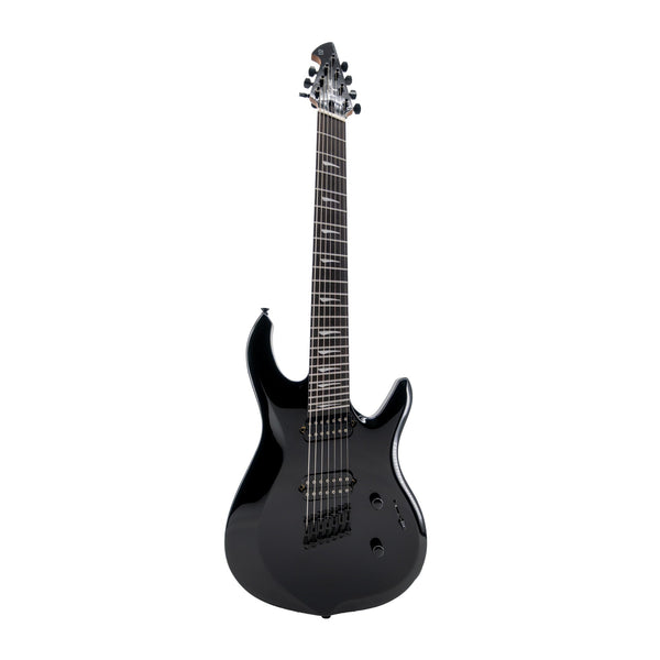 Tagima True Range 7 UQ 7-string multiscale electric guitar in black, full front view