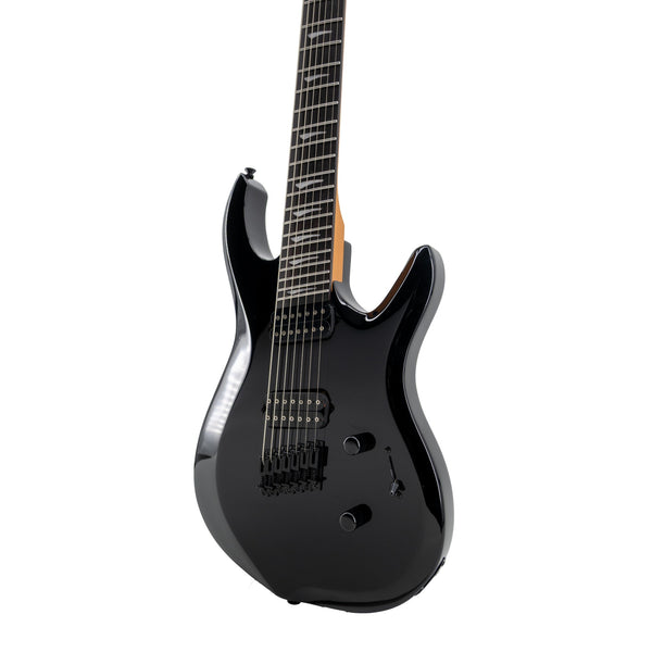 Tagima True Range 7 UQ black body angle showing two humbuckers and fixed 7-string bridge