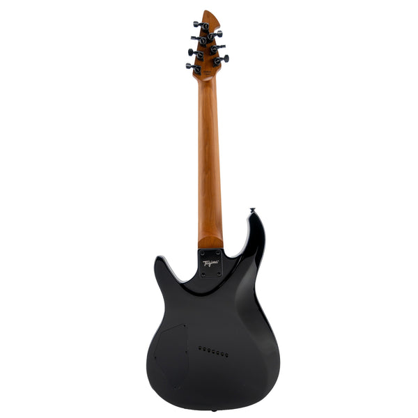 Tagima True Range 7 UQ back view with roasted maple neck and black gloss body