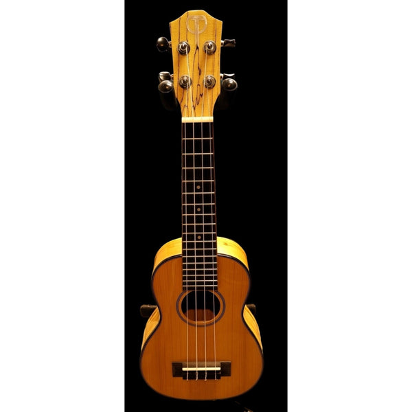 Teton TS130SMG soprano ukulele, solid spruce top with spalted maple, front view