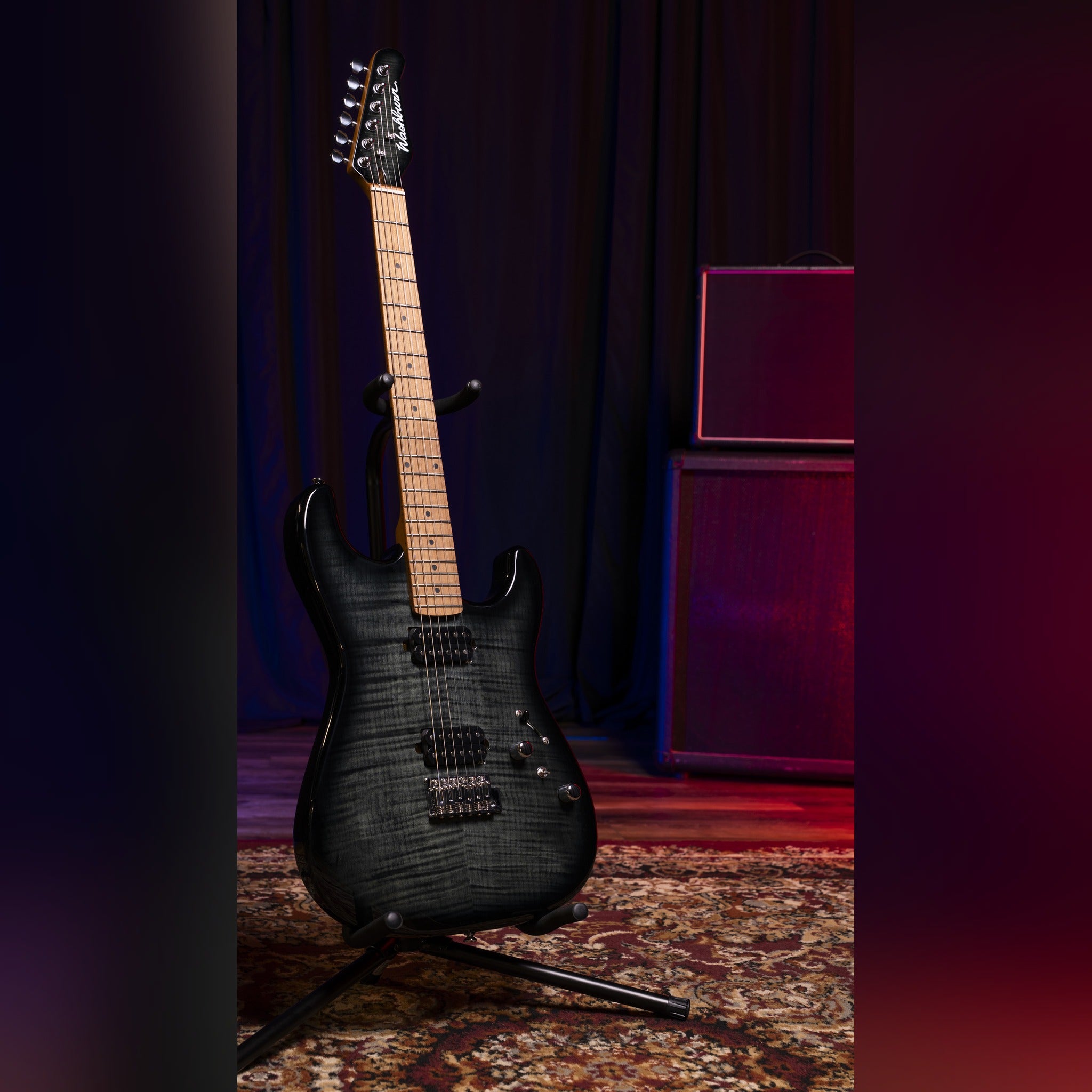 Washburn Sonamaster Elite SE2FTB-U Flame Black Burst electric guitar, full view