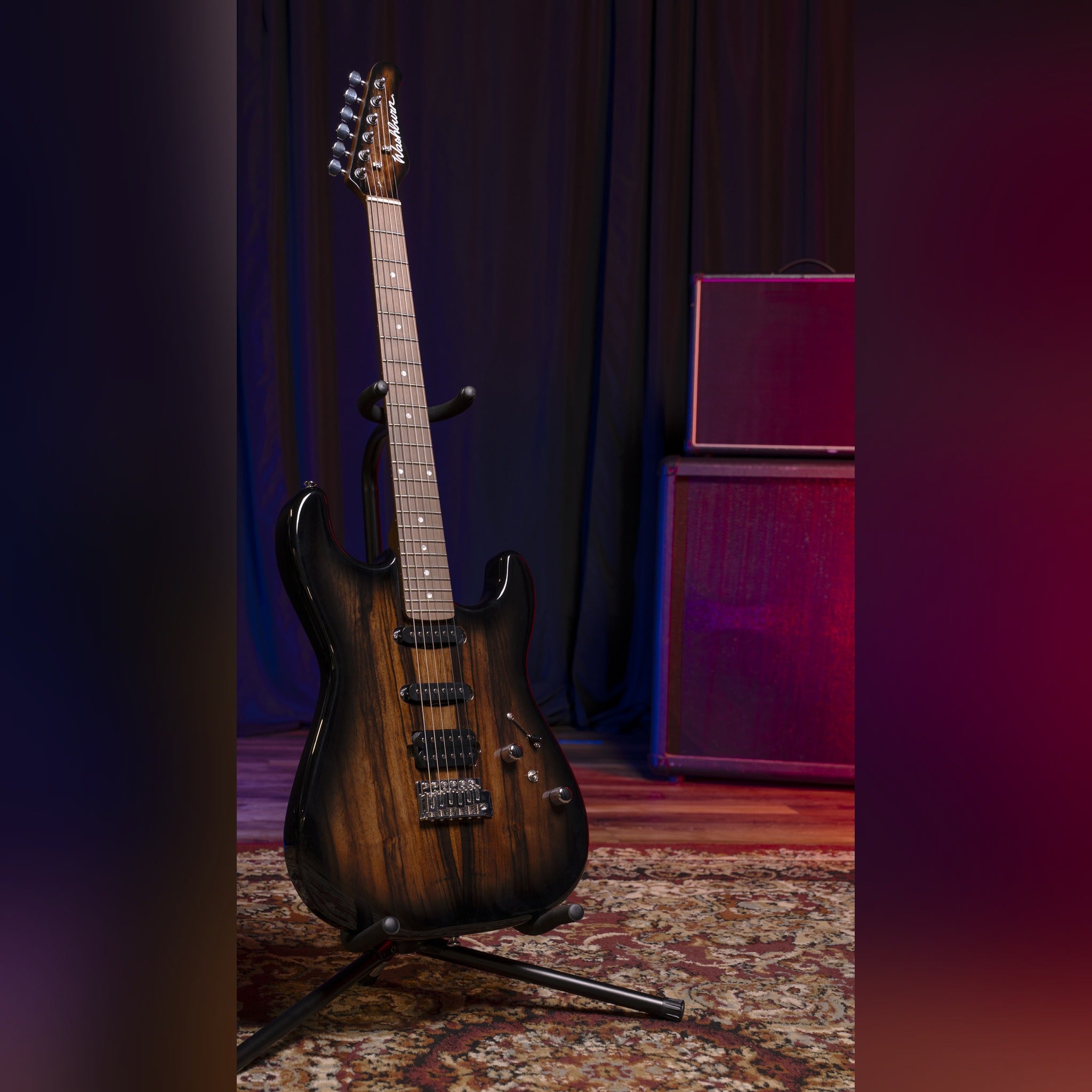 Washburn Sonamaster Elite SE3SEN-U Striped Ebony Natural electric guitar, full view